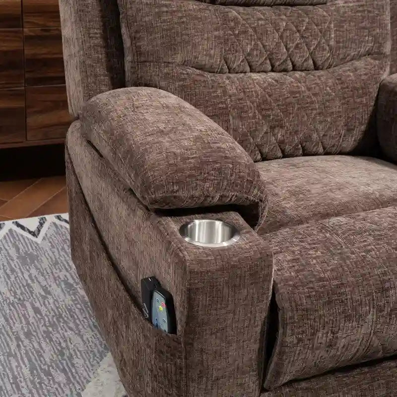 Overstuffed Chenille Power Lift Recliner With Extended Footrest,lift Assist,heat/message,ubs/type C Charging & Storage 12