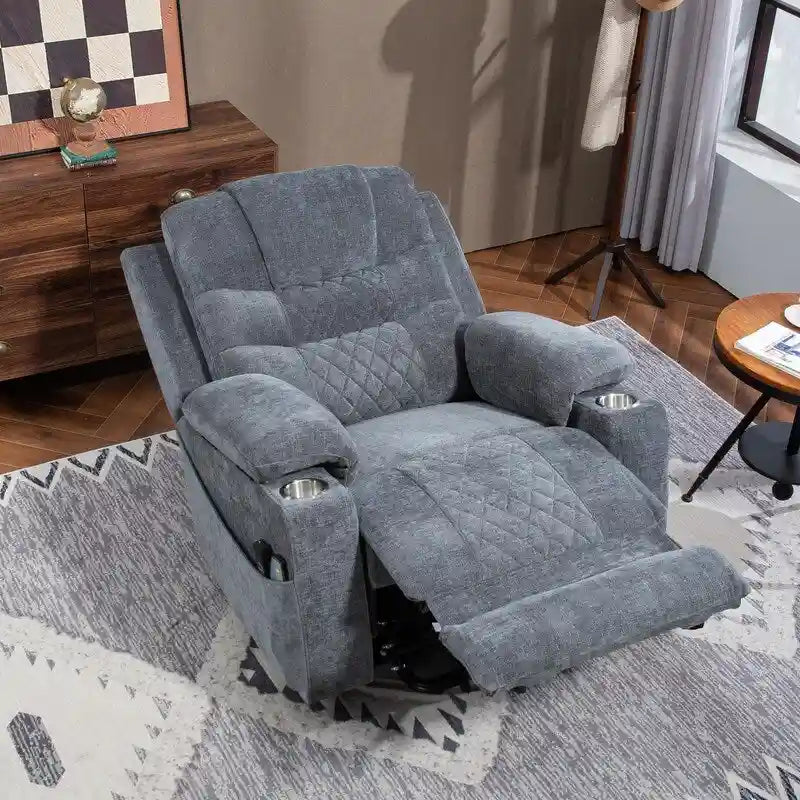 Overstuffed Chenille Power Lift Recliner With Extended Footrest,lift Assist,heat/message,ubs/type C Charging & Storage 16