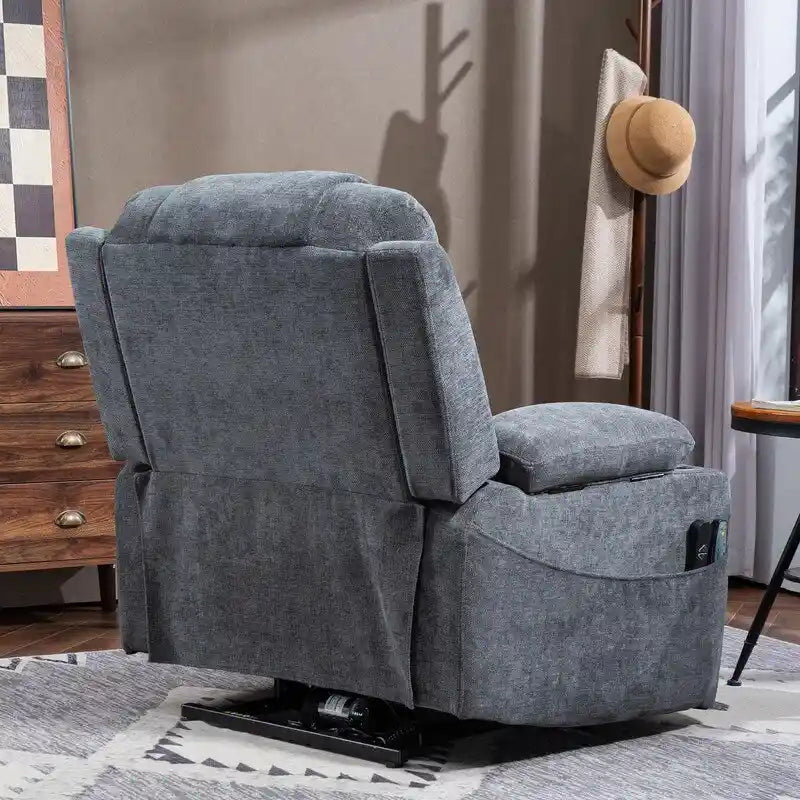 Overstuffed Chenille Power Lift Recliner With Extended Footrest,lift Assist,heat/message,ubs/type C Charging & Storage 18