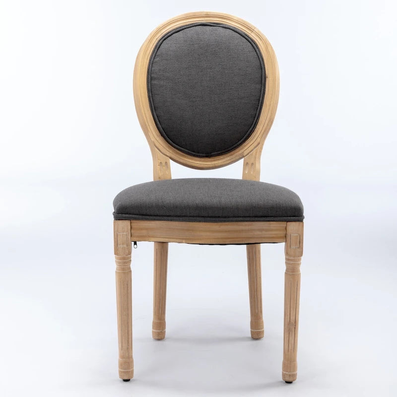 French Oval Back Dining Chair Set of 2, Exquisite Dining Chair Retro Decorative Chair Solid Wood Frame Side Chair 2