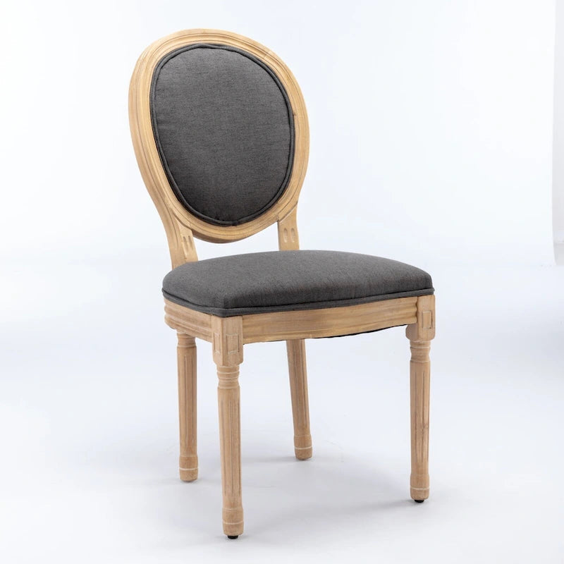 French Oval Back Dining Chair Set of 2, Exquisite Dining Chair Retro Decorative Chair Solid Wood Frame Side Chair 3
