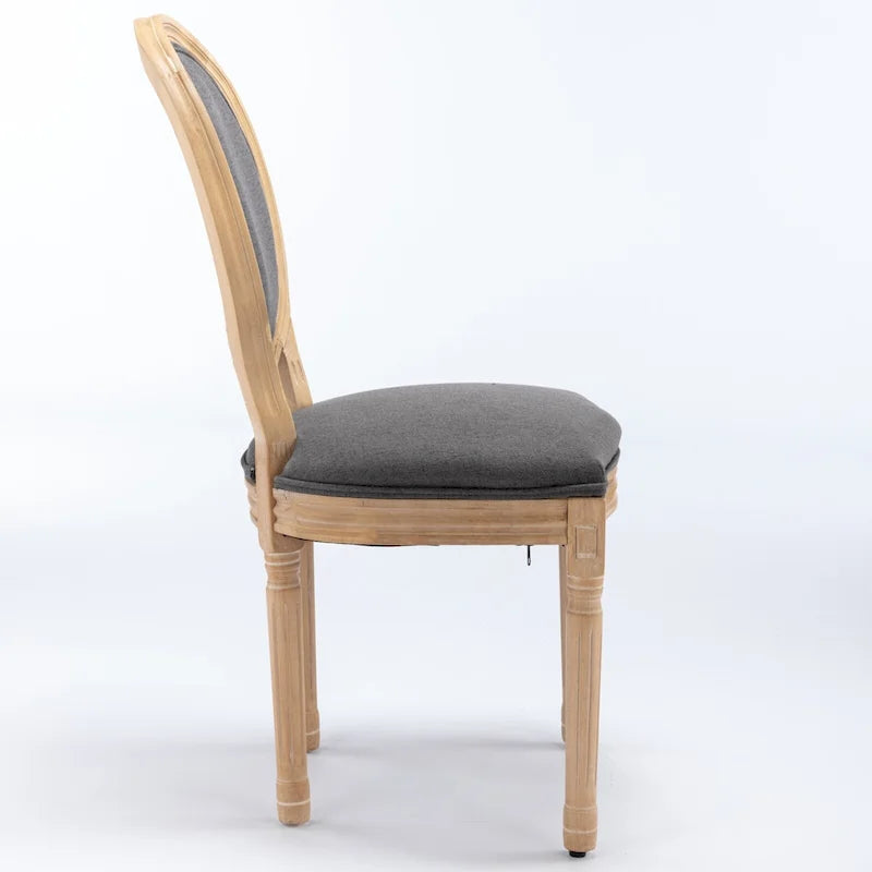 French Oval Back Dining Chair Set of 2, Exquisite Dining Chair Retro Decorative Chair Solid Wood Frame Side Chair 4