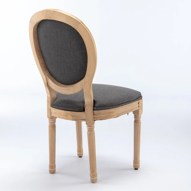 French Oval Back Dining Chair Set of 2, Exquisite Dining Chair Retro Decorative Chair Solid Wood Frame Side Chair 5