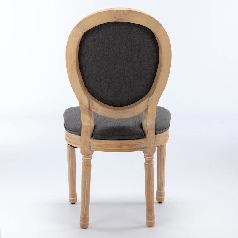 French Oval Back Dining Chair Set of 2, Exquisite Dining Chair Retro Decorative Chair Solid Wood Frame Side Chair 6