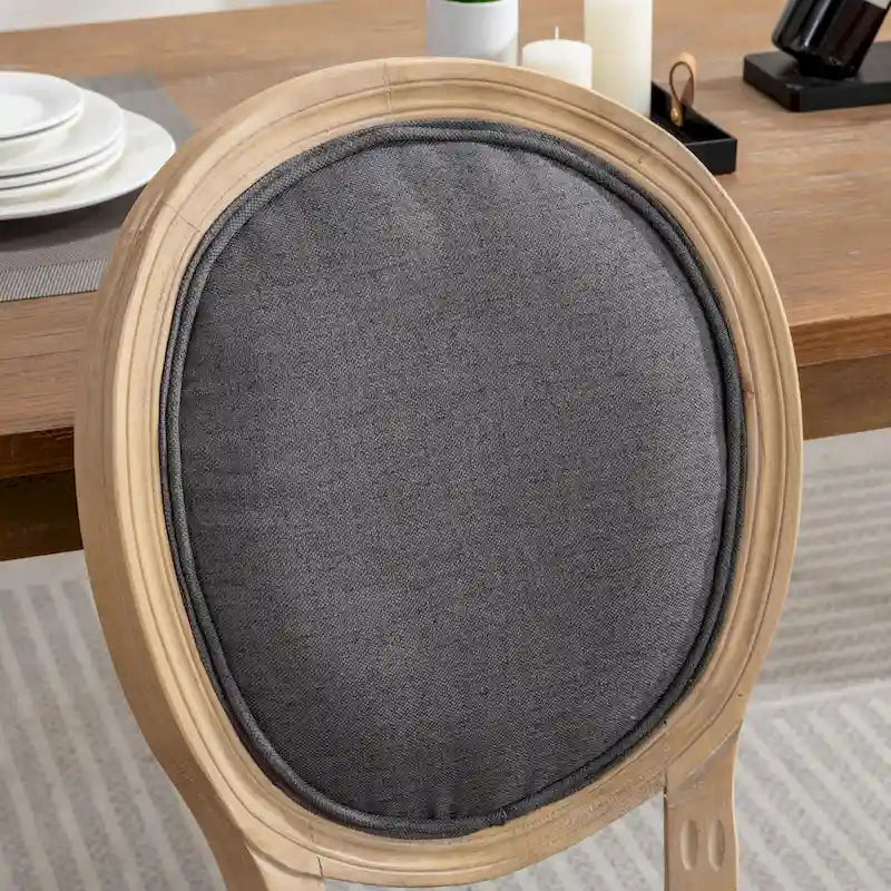 French Oval Back Dining Chair Set of 2, Exquisite Dining Chair Retro Decorative Chair Solid Wood Frame Side Chair 8