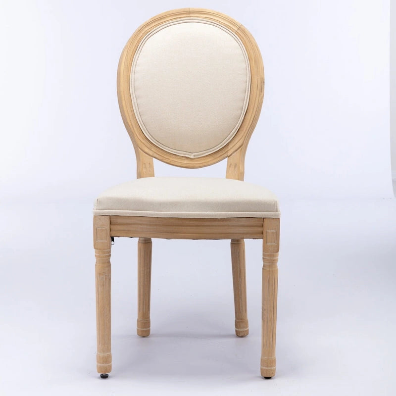 French Oval Back Dining Chair Set of 2, Exquisite Dining Chair Retro Decorative Chair Solid Wood Frame Side Chair 19