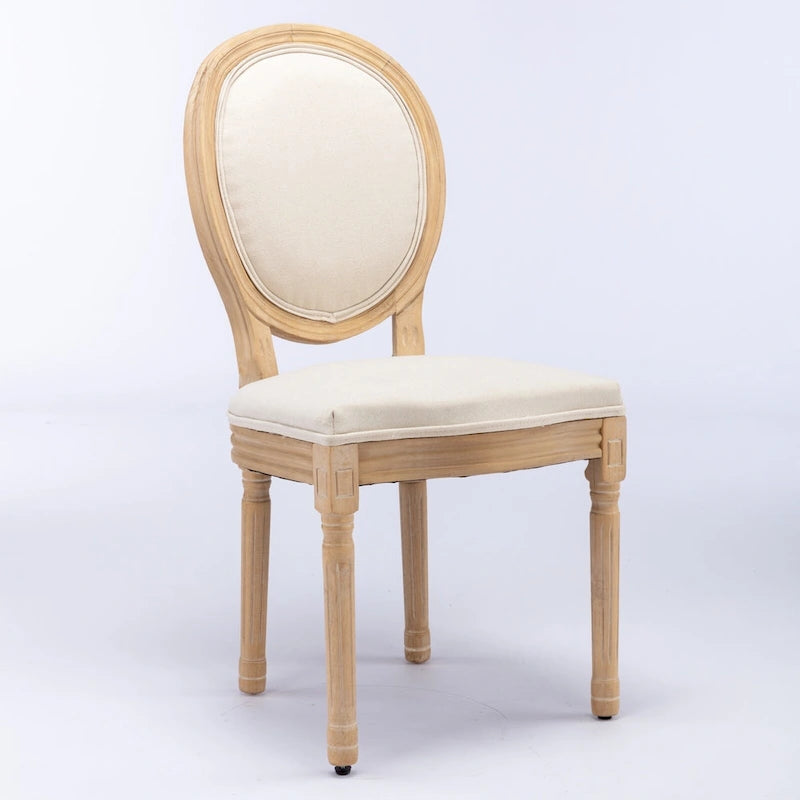 French Oval Back Dining Chair Set of 2, Exquisite Dining Chair Retro Decorative Chair Solid Wood Frame Side Chair 20