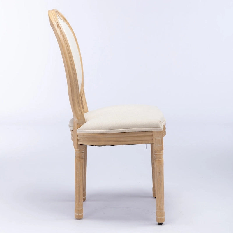 French Oval Back Dining Chair Set of 2, Exquisite Dining Chair Retro Decorative Chair Solid Wood Frame Side Chair 21
