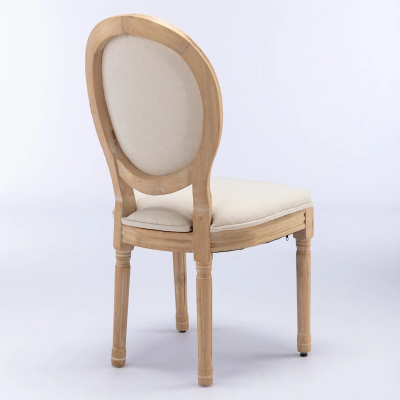 French Oval Back Dining Chair Set of 2, Exquisite Dining Chair Retro Decorative Chair Solid Wood Frame Side Chair 22