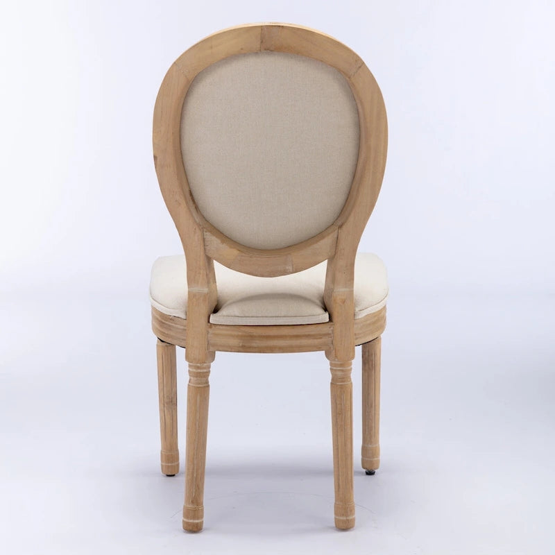 French Oval Back Dining Chair Set of 2, Exquisite Dining Chair Retro Decorative Chair Solid Wood Frame Side Chair 23