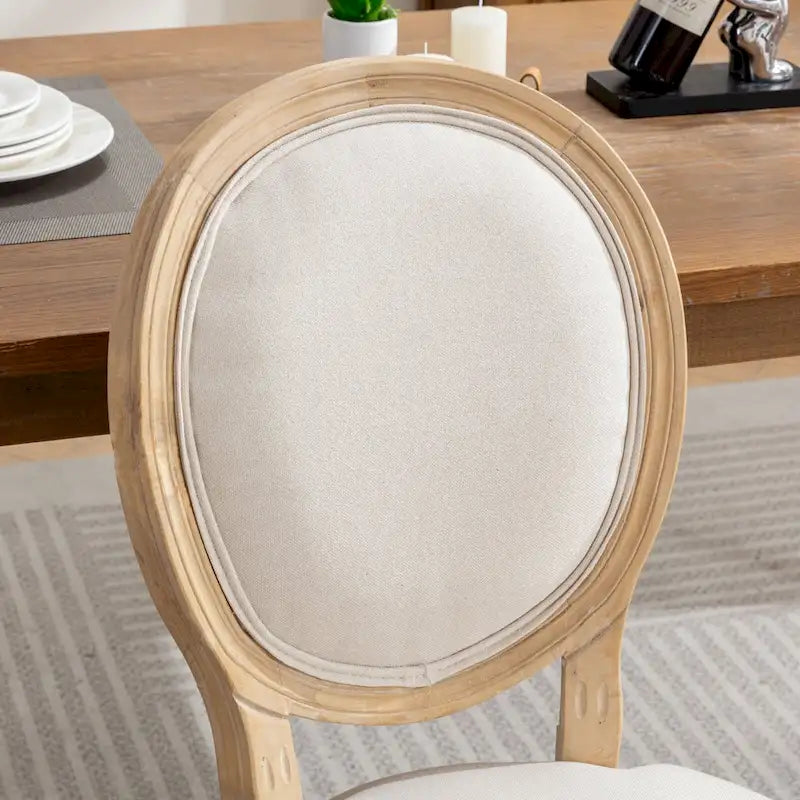 French Oval Back Dining Chair Set of 2, Exquisite Dining Chair Retro Decorative Chair Solid Wood Frame Side Chair 24