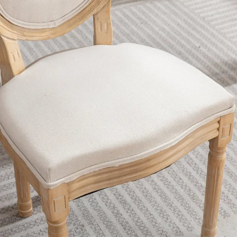 French Oval Back Dining Chair Set of 2, Exquisite Dining Chair Retro Decorative Chair Solid Wood Frame Side Chair 25