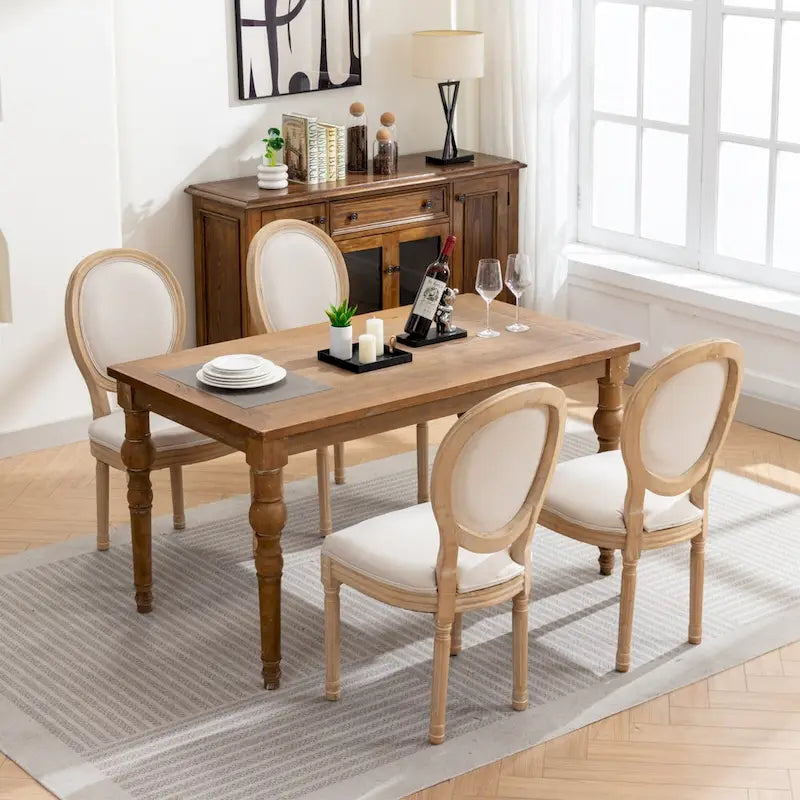 French Oval Back Dining Chair Set of 2, Exquisite Dining Chair Retro Decorative Chair Solid Wood Frame Side Chair 30