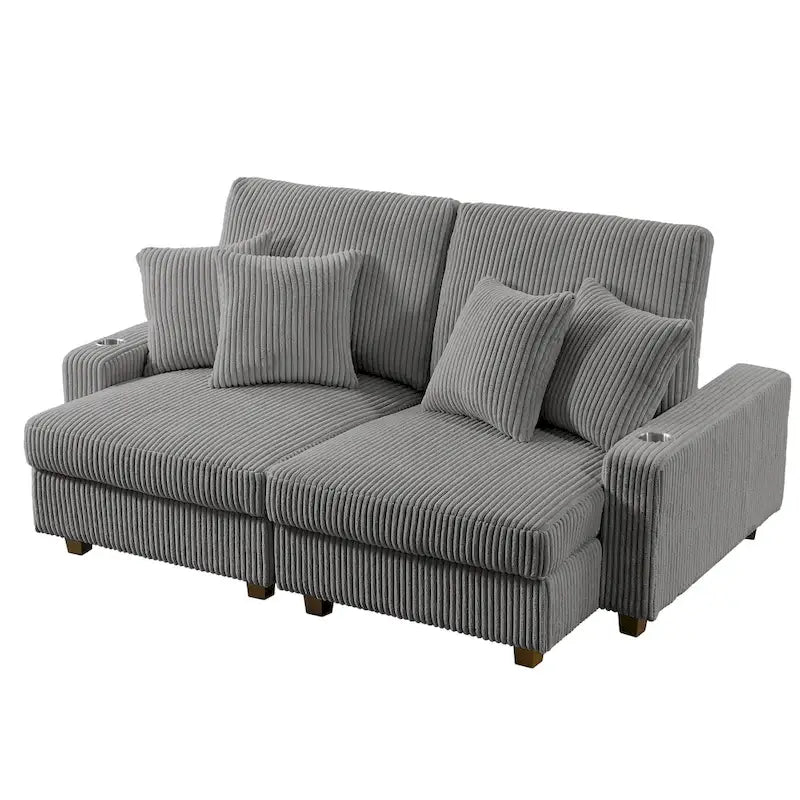 74 Wide Upholstered Chaise Lounge Loveseat with Adjustable Backrest 3