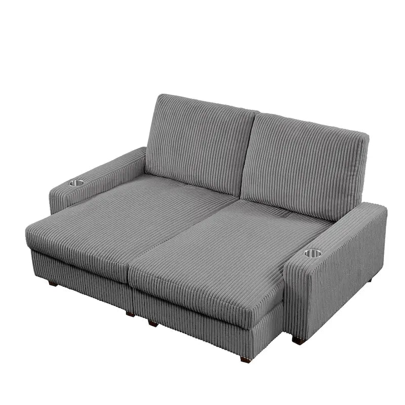 74 Wide Upholstered Chaise Lounge Loveseat with Adjustable Backrest 4