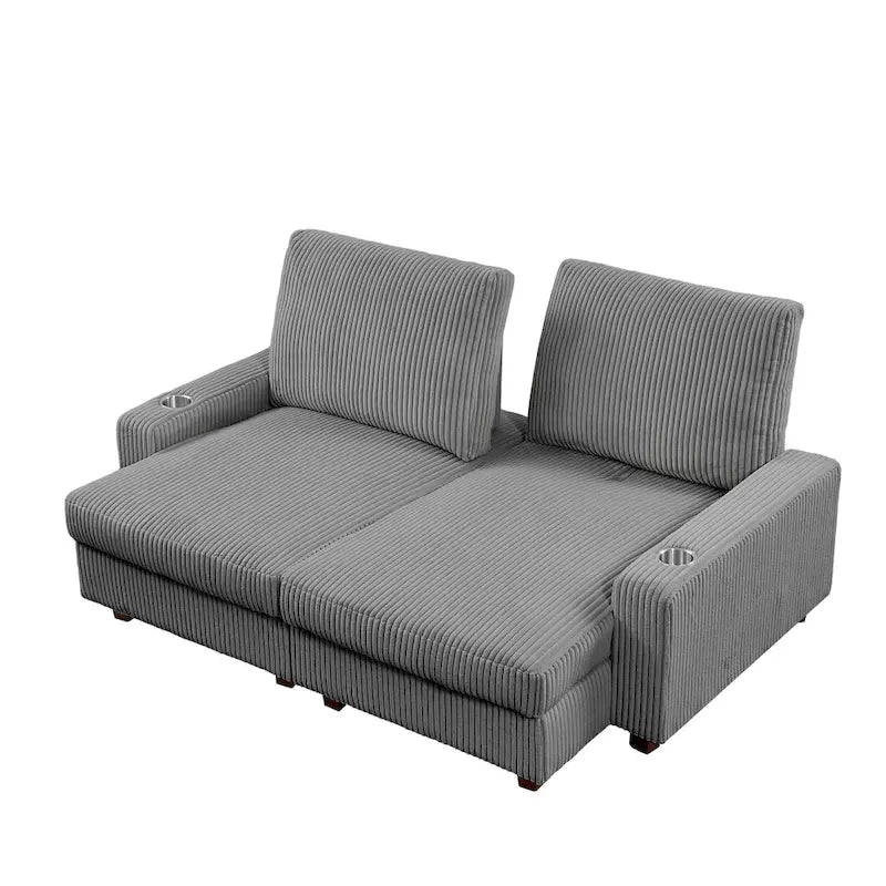 74 Wide Upholstered Chaise Lounge Loveseat with Adjustable Backrest 5