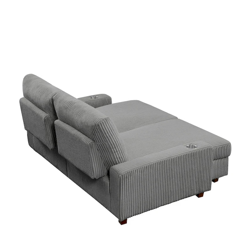 74 Wide Upholstered Chaise Lounge Loveseat with Adjustable Backrest 6