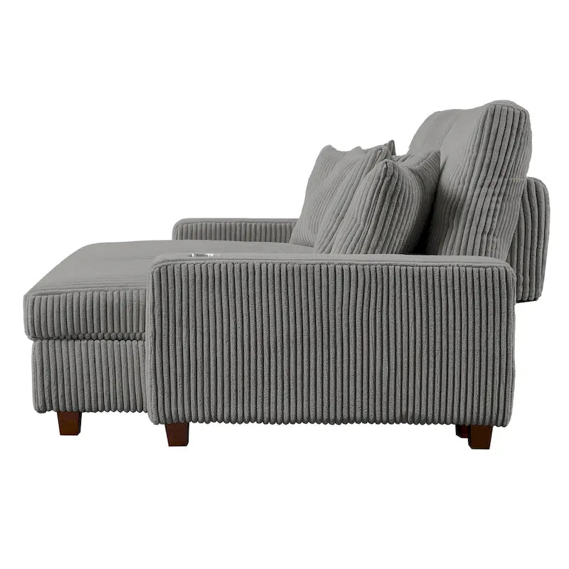 74 Wide Upholstered Chaise Lounge Loveseat with Adjustable Backrest 7