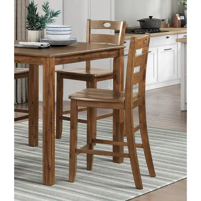 5 Piece Counter Height Dining Table and Chair Set, Wooden Kitchen Furniture Set with Square Table and 4 Chairs 3