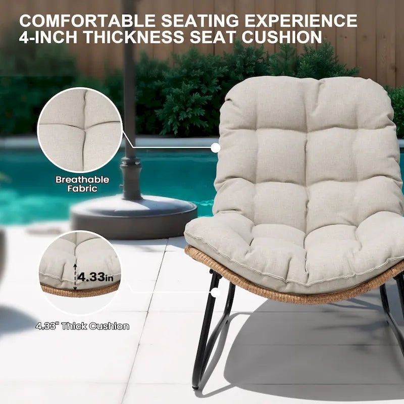 3-Piece Set Outdoor Cushioned Papasan Chairs Set Double Papasan Chair Loveseat with Single Chairs - see picture 4