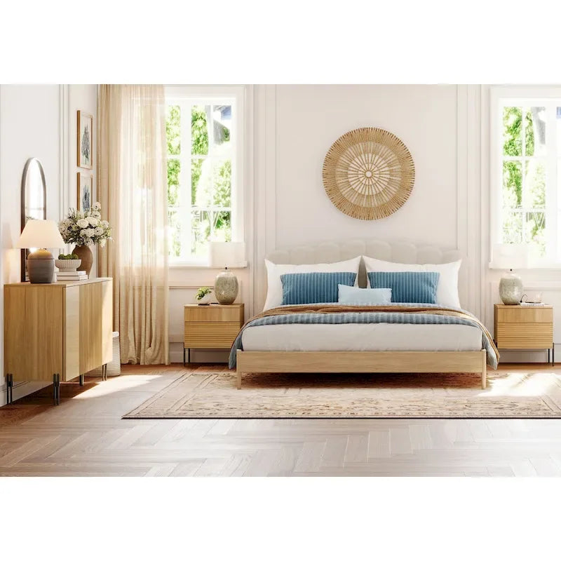 WAMPAT Set di 3 Mobili Moderni per Camera da Letto, Include Credenza Buffet, Set di 2 Comodini,
