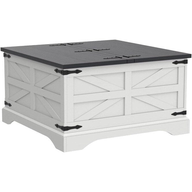 Farmhouse Coffee Table, Square Wood Center Table for Living Room 4