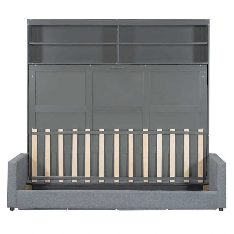 Queen Convertible Murphy Bed with Sofa, 2-in-1 Design, Storage & Dual-Piston Mechanism 5