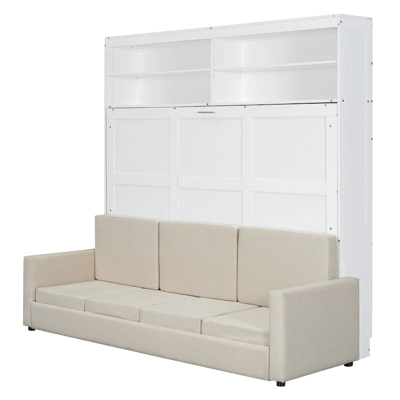 Queen Convertible Murphy Bed with Sofa, 2-in-1 Design, Storage & Dual-Piston Mechanism 14