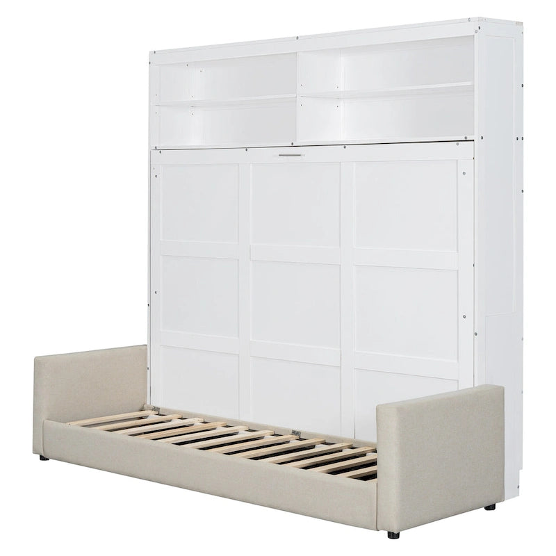 Queen Convertible Murphy Bed with Sofa, 2-in-1 Design, Storage & Dual-Piston Mechanism 17