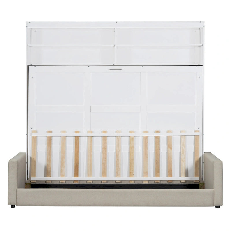 Queen Convertible Murphy Bed with Sofa, 2-in-1 Design, Storage & Dual-Piston Mechanism 19