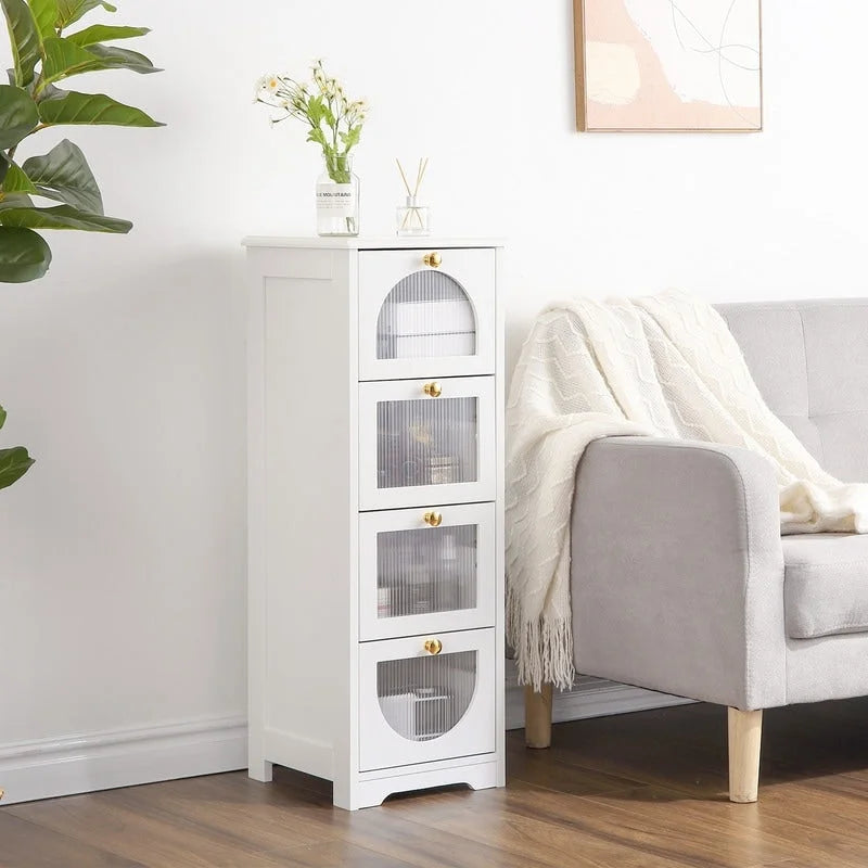 Bathroom Floor Cabinet with 4 Drawers, Small Wooden Storage Cabinet 7