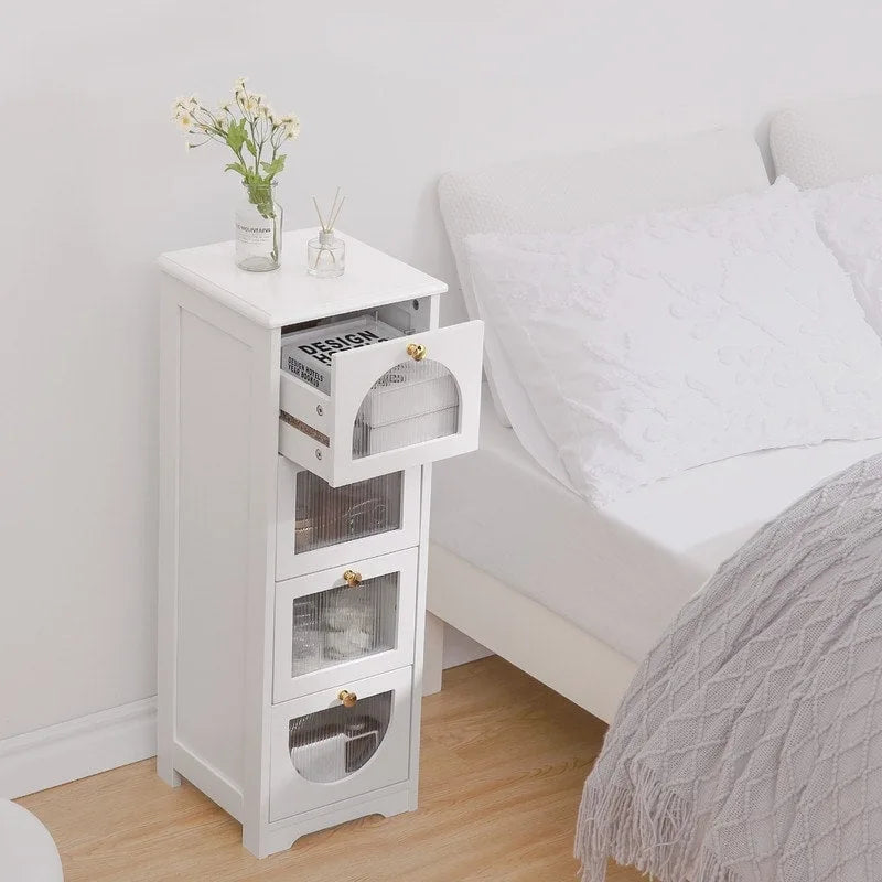 Bathroom Floor Cabinet with 4 Drawers, Small Wooden Storage Cabinet 8