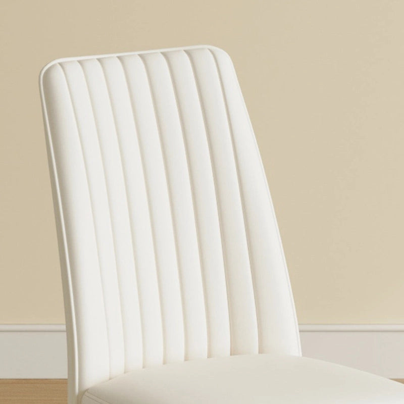 Modern Dining Chair Set of 4 Leather Upholstered Dining Chair with Vertical Striped Backrest Kitchen Chair with Metal Legs 9