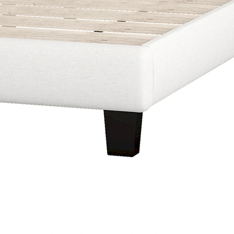 Upholstered Platform Bed with Saddle Curved Headboard and Diamond Tufted Details, Full, Beige 7