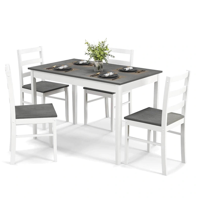Costway Set da Pranzo 5 Pezzi in Legno Massello Mobili da Cucina con 23