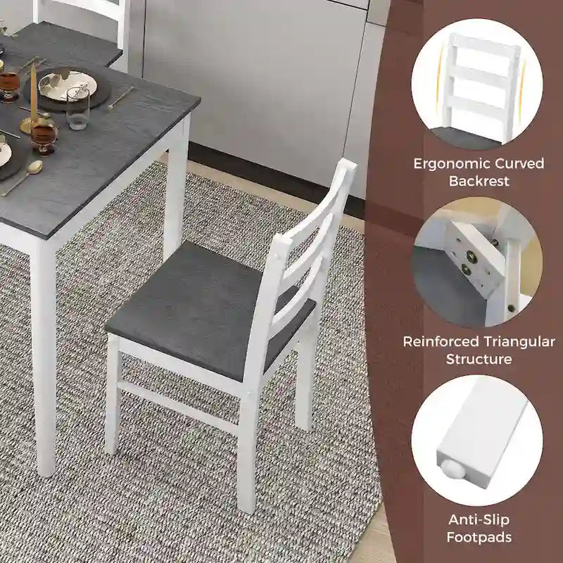 Costway Set da Pranzo 5 Pezzi in Legno Massello Mobili da Cucina con 20