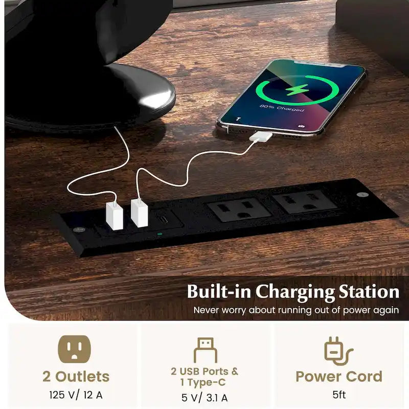 Costway File Cabinet on Wheels with Charging Station & Cable - See Details 9