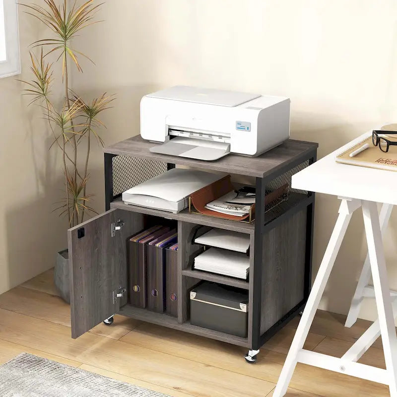 Costway File Cabinet on Wheels with Charging Station & Cable - See Details 12