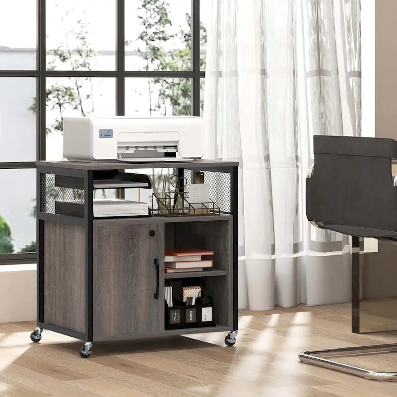Costway File Cabinet on Wheels with Charging Station & Cable - See Details 14