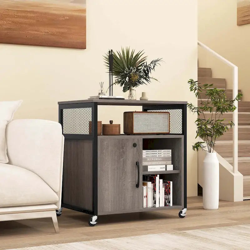 Costway File Cabinet on Wheels with Charging Station & Cable - See Details 15