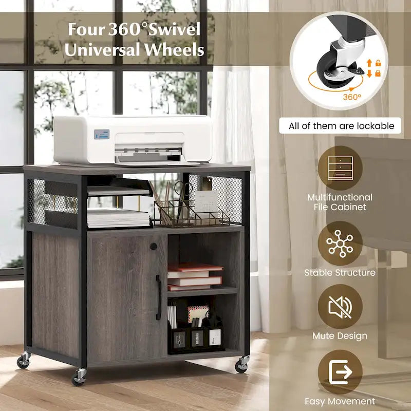 Costway File Cabinet on Wheels with Charging Station & Cable - See Details 17