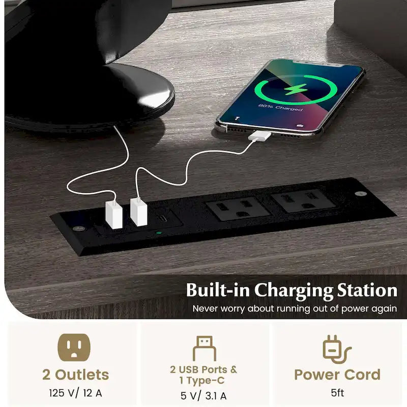 Costway File Cabinet on Wheels with Charging Station & Cable - See Details 18