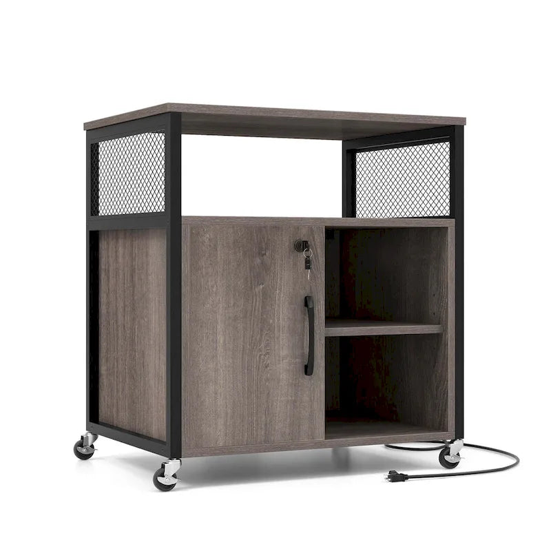 Costway File Cabinet on Wheels with Charging Station & Cable - See Details 20