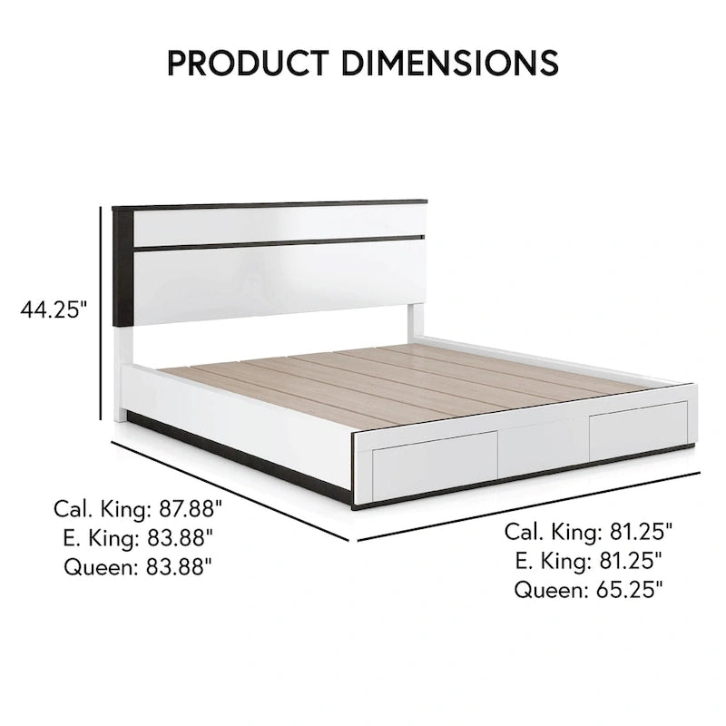 Furniture of America Conjira Modern 4-Piece White Wood Storage Bedroom Set