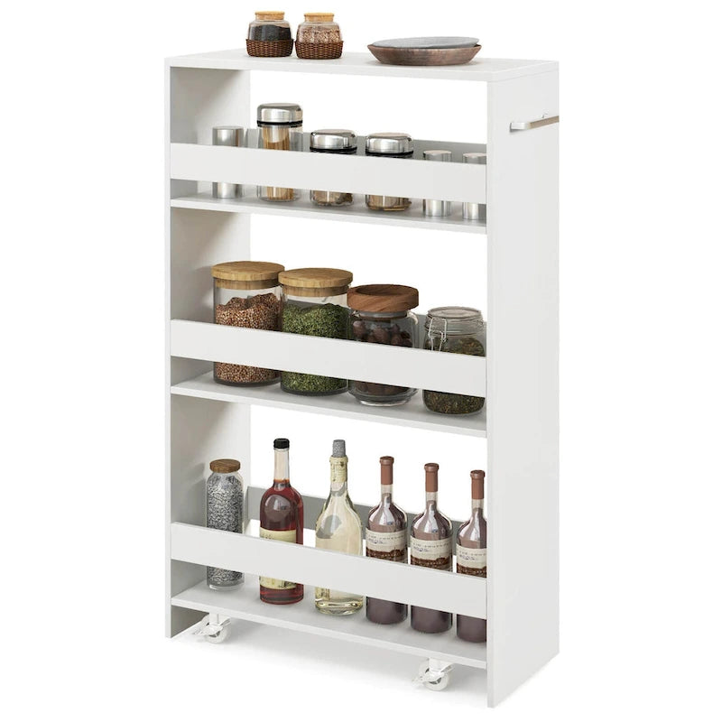Costway 4-Tier Rolling Storage Cart 8 Slim Kitchen Cart on Wheels