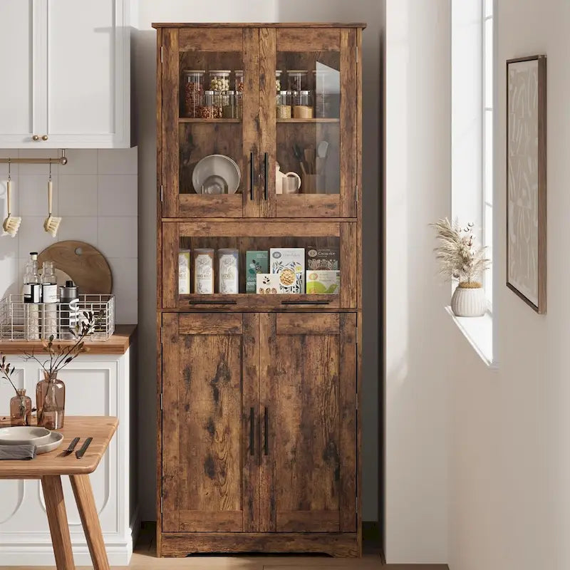 Tall Bathroom Cabinet, Linen Storage Cabinet with Doors and Adjustable Shelves and Drawer 3