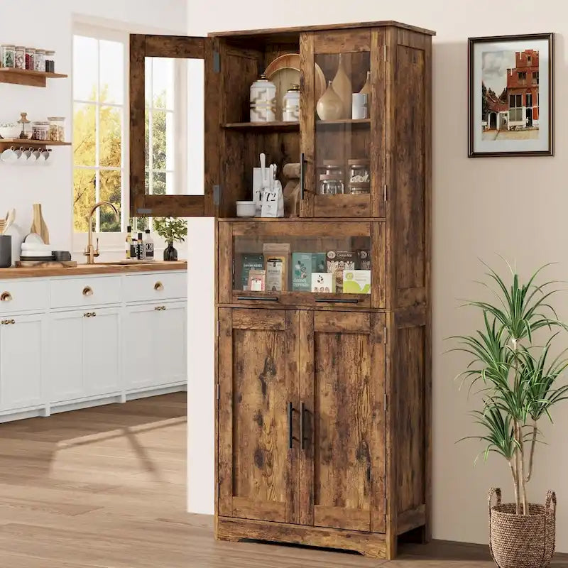Tall Bathroom Cabinet, Linen Storage Cabinet with Doors and Adjustable Shelves and Drawer 7