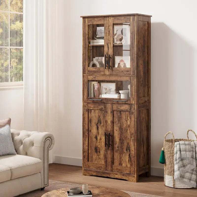 Tall Bathroom Cabinet, Linen Storage Cabinet with Doors and Adjustable Shelves and Drawer 8
