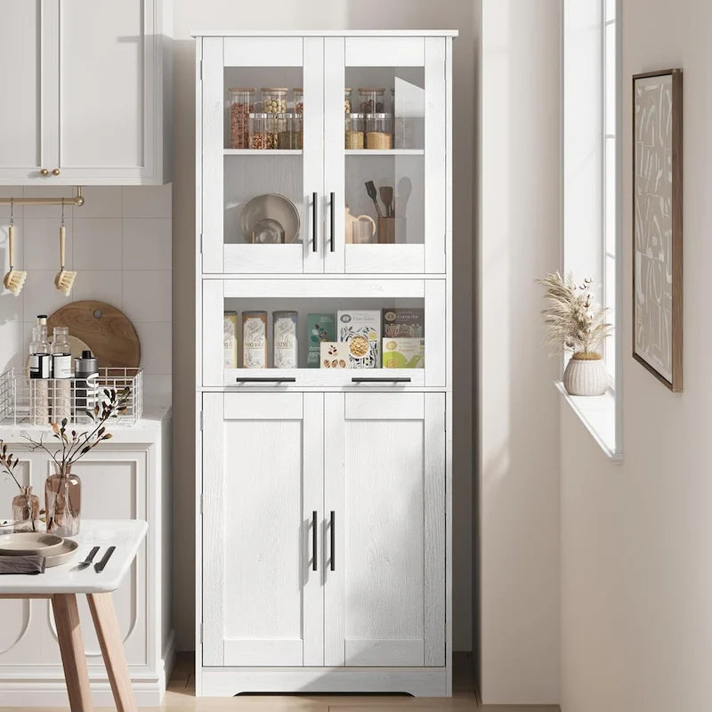 Tall Bathroom Cabinet, Linen Storage Cabinet with Doors and Adjustable Shelves and Drawer 12