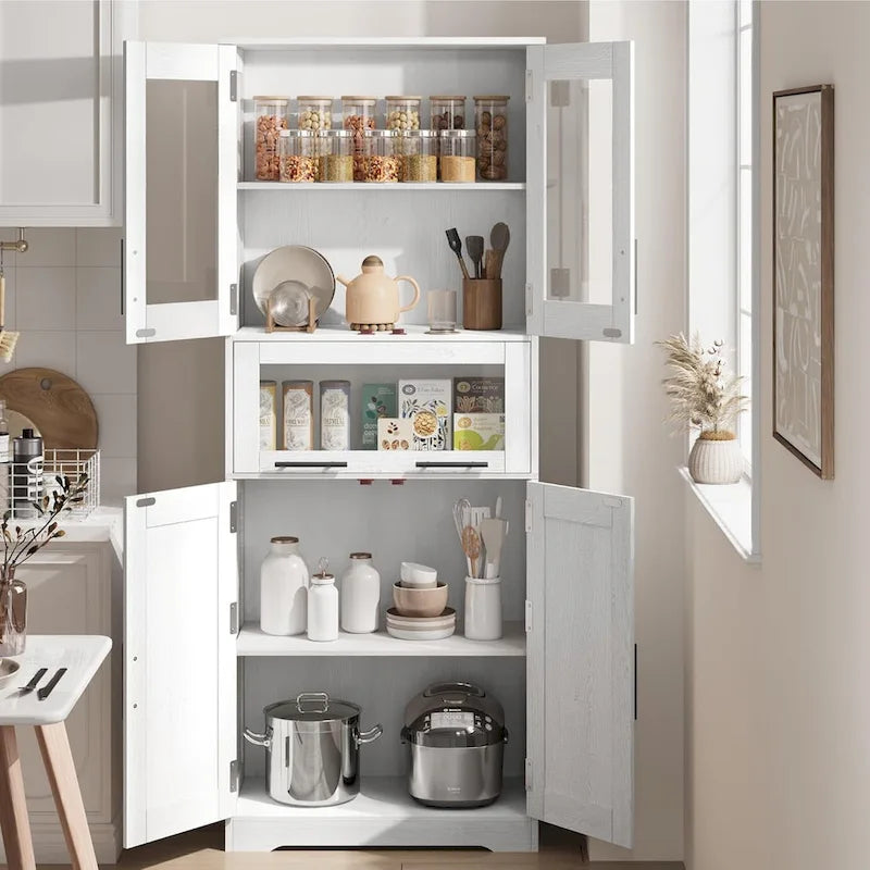 Tall Bathroom Cabinet, Linen Storage Cabinet with Doors and Adjustable Shelves and Drawer 13